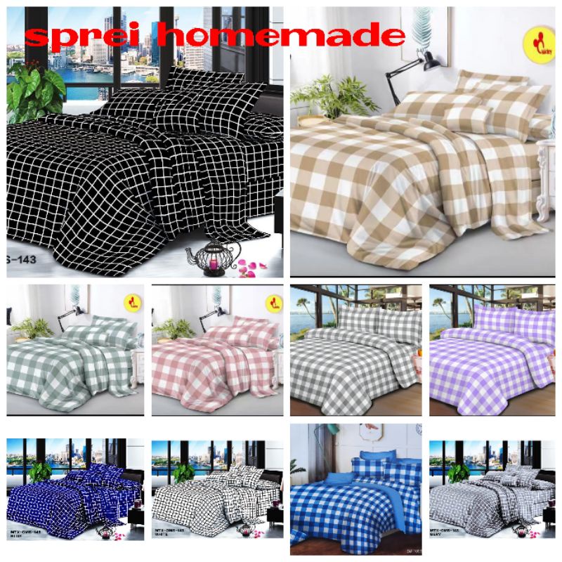 Sprei Motif Kotak Aesthetic Emily / Seprai Homemade Katun Ukuran 180 160 120