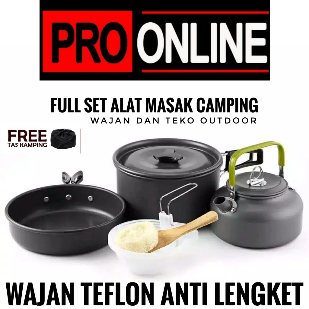 Paket Cooking Set DS308 &amp; Camping Stove K203 Cemping Outdoor