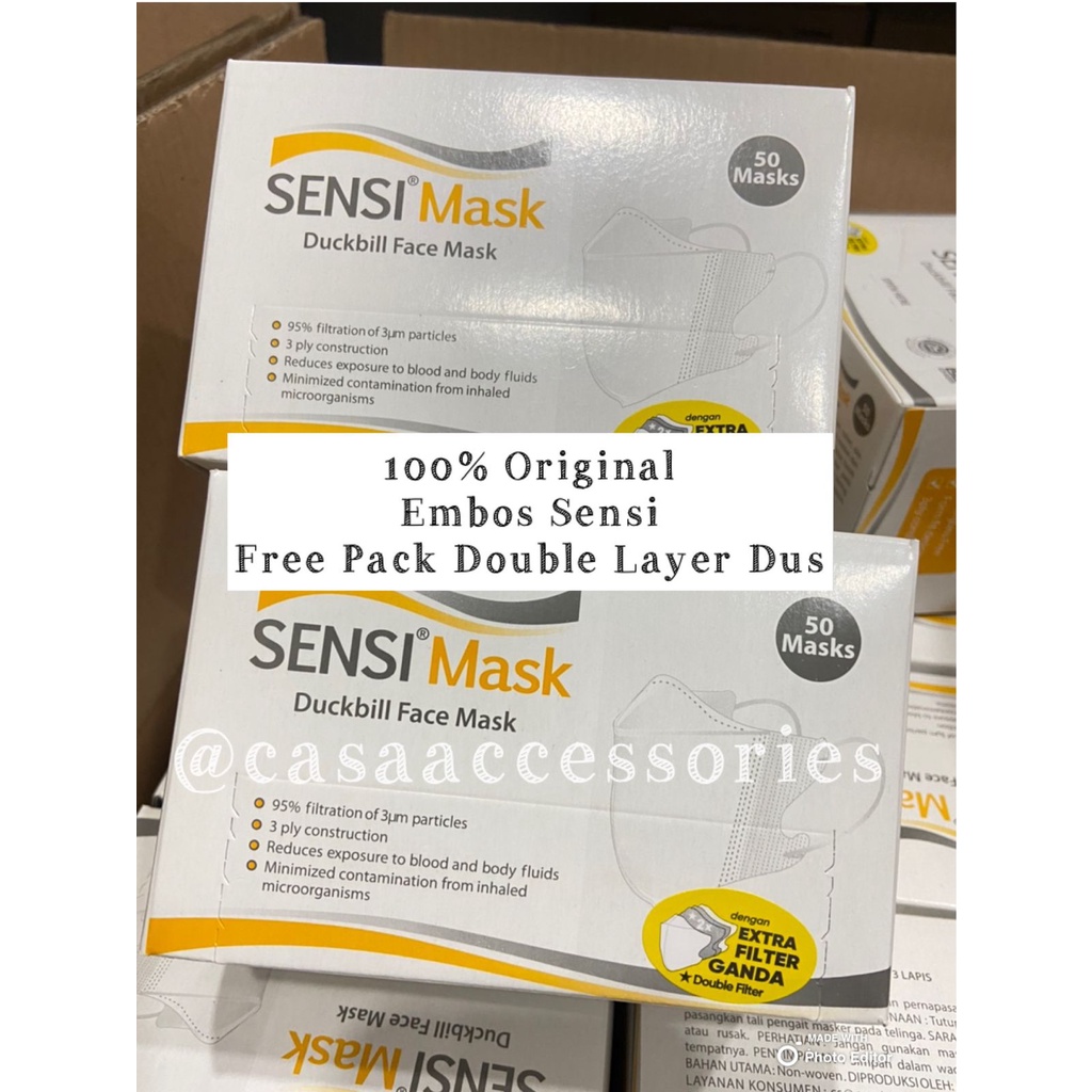 MASKER SENSI DUCKBILL FACEMASK DEWASA - 50 PCS /Masker Kesehatan SENSI