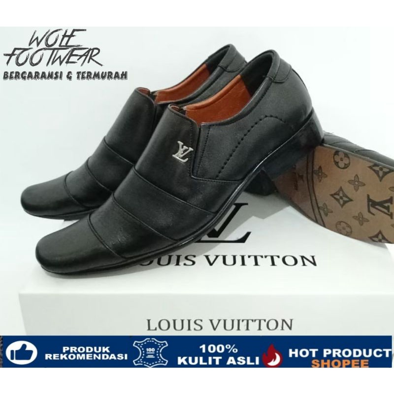 FORMAL OXFORD SEPATU PANTOFEL KULIT ASLI PRIA CASUAL - SEPATU KANTOR KASUAL - PANSUS HITAM LV VENICE