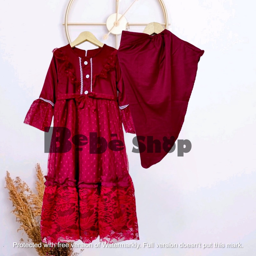Gamis anak murah  terbaru  untuk lebaran usia 2 sampai  8  tahun bahan  Tile