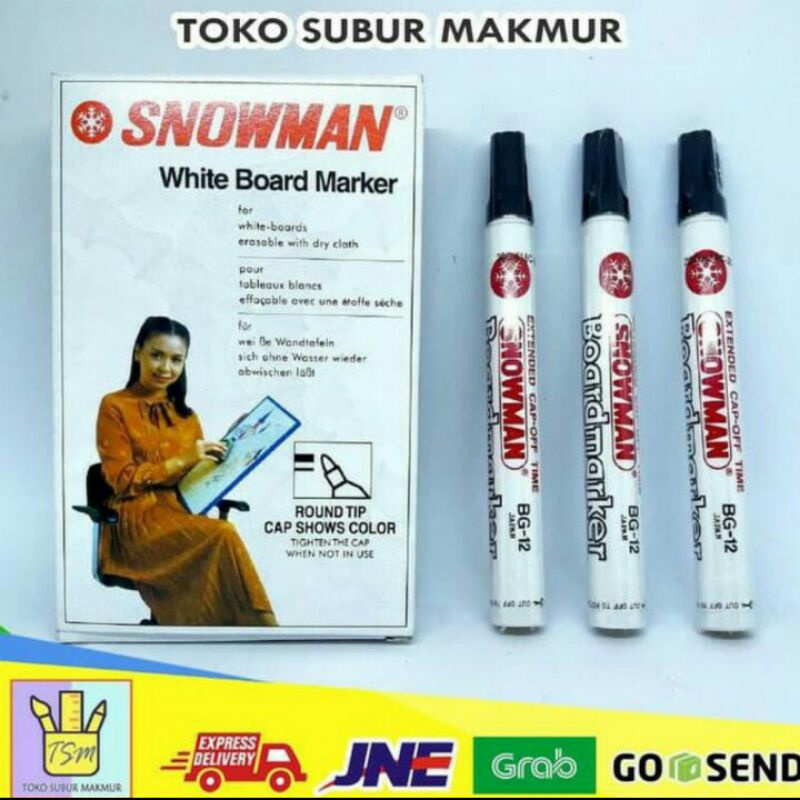 

[LUSINAN] SPIDOL WHITEBOARD DIHAPUS HITAM BIRU MERAH - SNOWMAN