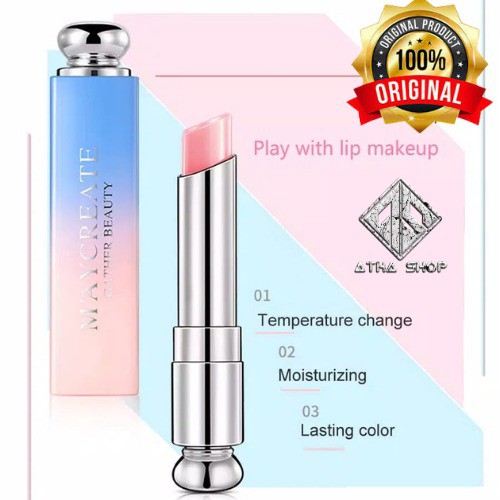 1 Lipstik Maycreate Warna pink + 1 Lipstik Maycreate Warna Purple + spray pemutih maycreate