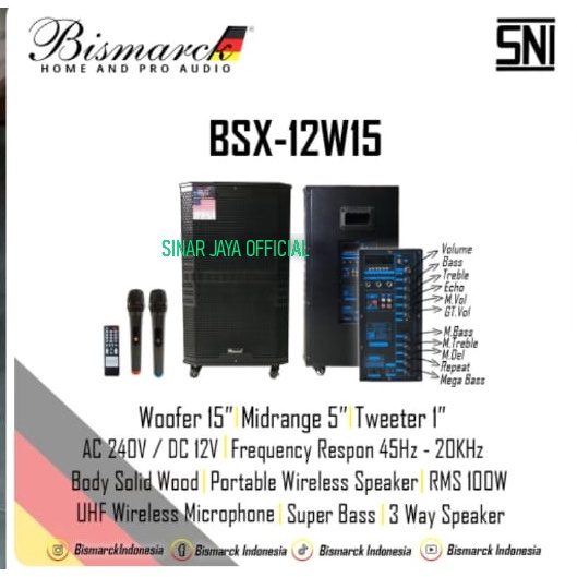 Speaker portabel Bismarck BSX12W15