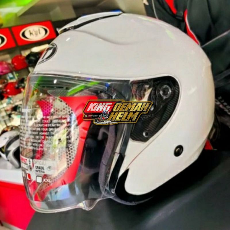 HELM KYT KYOTO WHITE HELM HALF FACE KYT KYOTO PUTIH HELM TOURING KYT KYOTO NO HELM SHOEI MURAH ORI