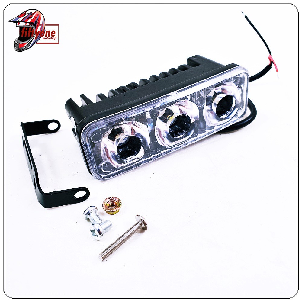 Lampu Sorot Kabut LED DRL 3 Mata Motor Mobil Anti Air 1 Set