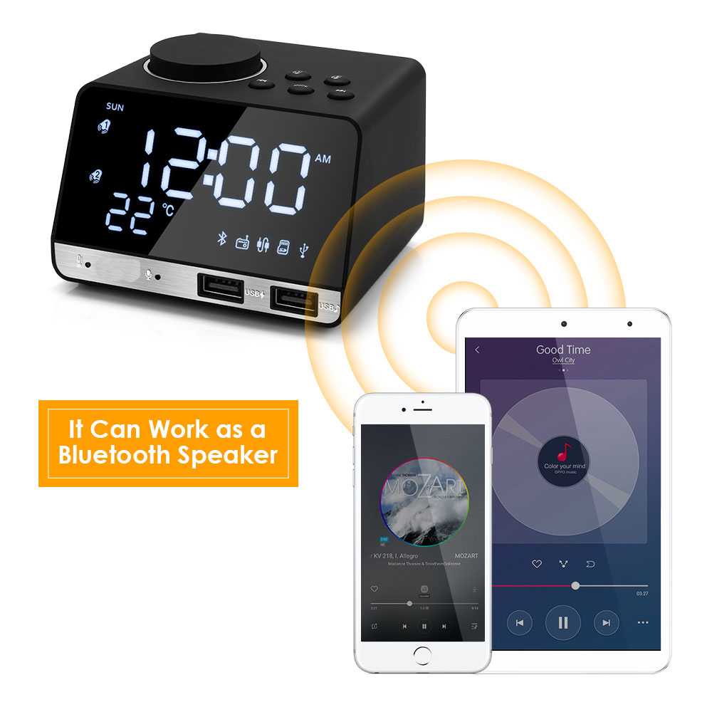 (100% BARANG ORI) Inlife Jam Meja Bluetooth Speaker Alarm Clock Radio USB Charge - K11