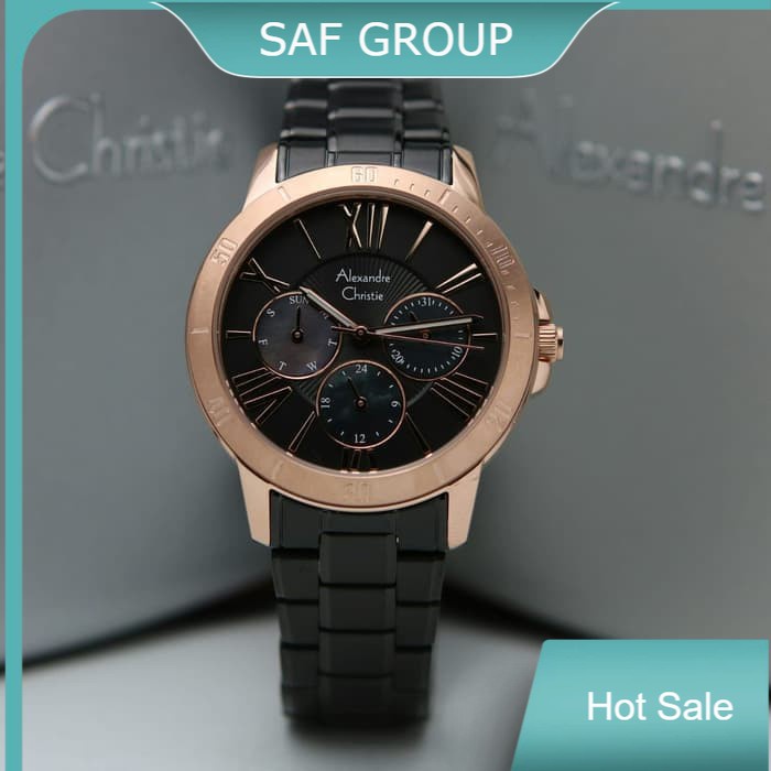 JAM TANGAN WANITA ALEXANDRE CHRISTIE AC 2650 / AC2650 ROSEGOLD BLACK ORIGINAL by plp