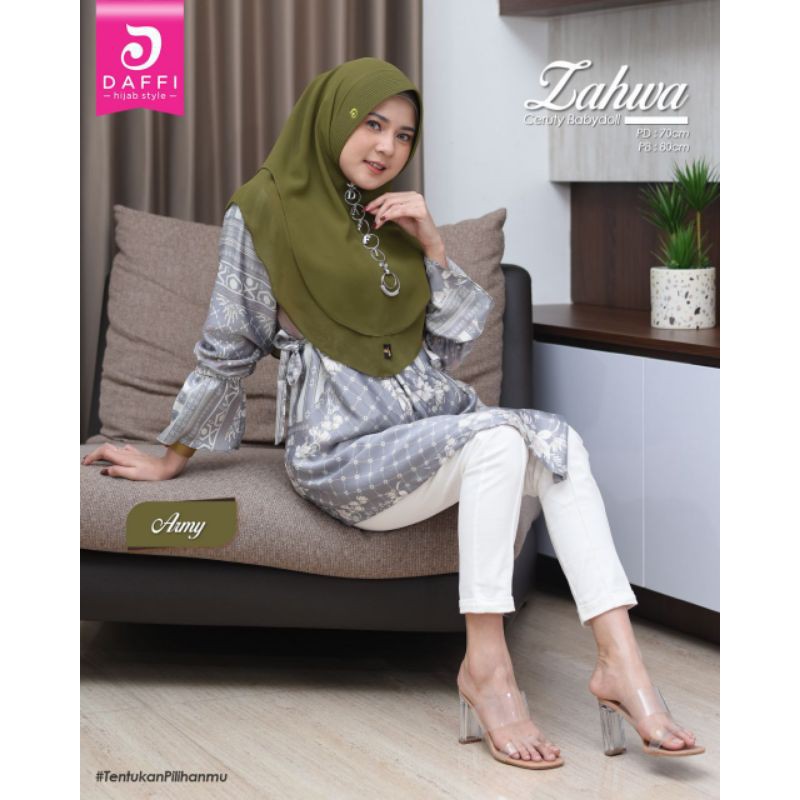 Zahwa khimar mini 2 layer ceruty babydoll ori daffi hijab