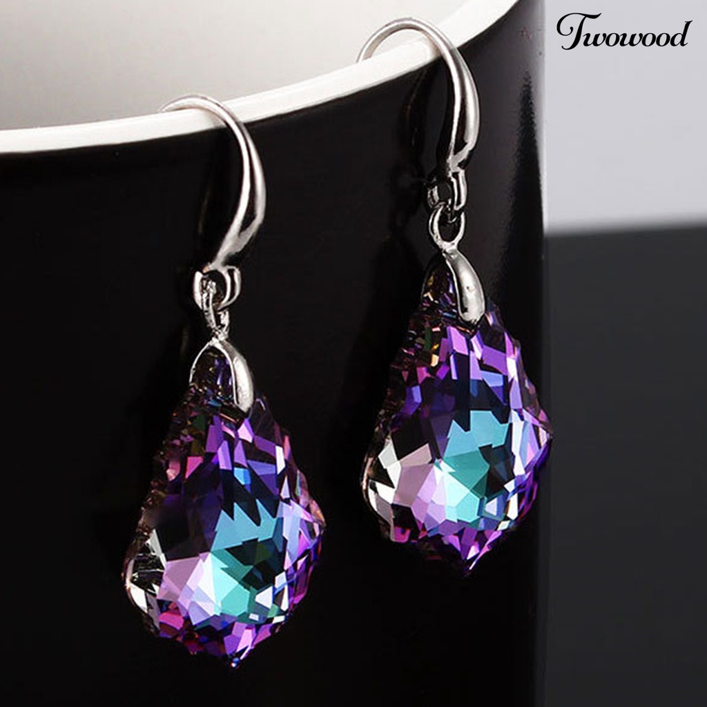 Twowood 1 Pair Dangling Earrings Comfortable Wearing Wear-Resistant Faux Crystal Women Ear Hooks for Banquet