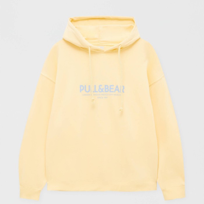 Hoodie Pull And Bear Logo Women Original Store - Kuning, Xs Cuci Gudang