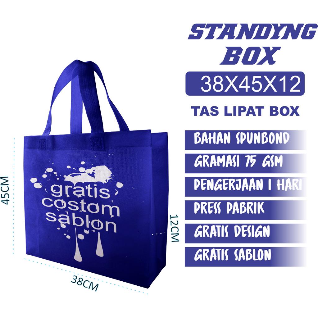 Spunbon sablon goodybag ccustom standing handel box 38×45×11 jumbo