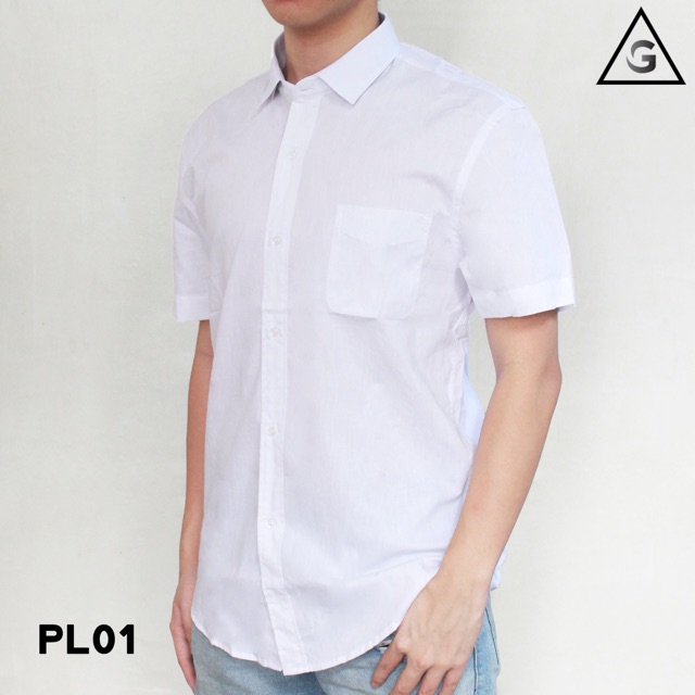 GWARDO Kemeja SLIMFIT Lengan PENDEK PUTIH Pria PL01