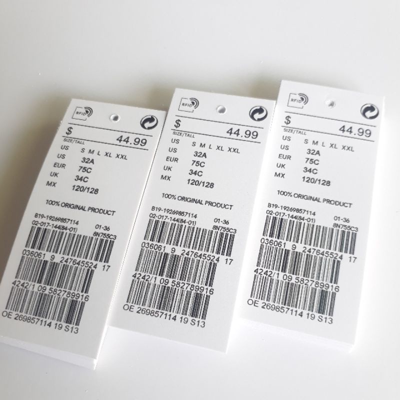 

hangtag label baju import. hantag barcode