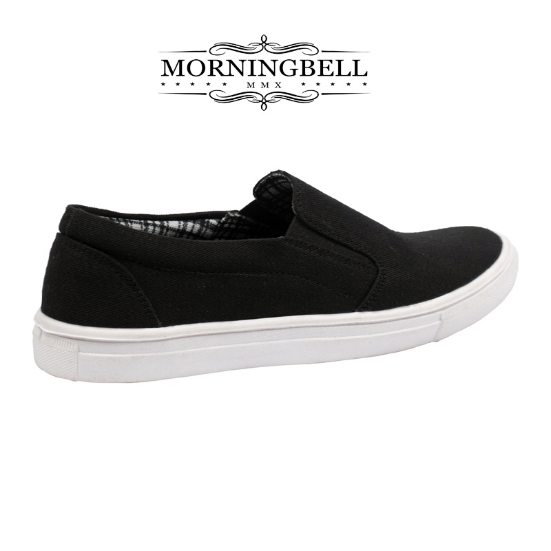 MORNINGBELL - SEPATU PRIA MURAH BERKUALITAS SLIP ON MOJO  BLACK WHITE