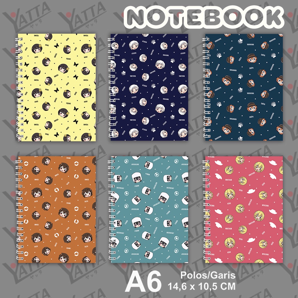 

Notebook Anime Bungo Stray Dogs PATTERN Seri 3 Ukuran A6 14,6 x 10,5 cm YOTAKUSHOP