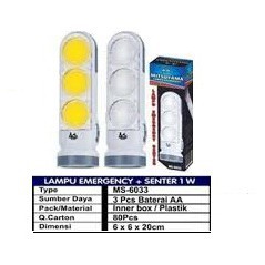 Lampu Emergency Mitsuyama MS-6033 Lampu Cas Senter Cahaya Putih Dan KuningLampu Emergency Mitsuyama