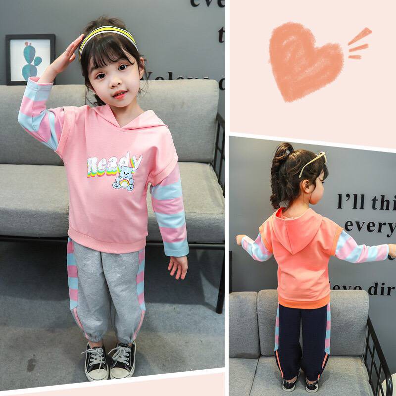 Promo !! setelan anak cewek lucu termurah /  setelan ready bear colour import sz uk 1-2th