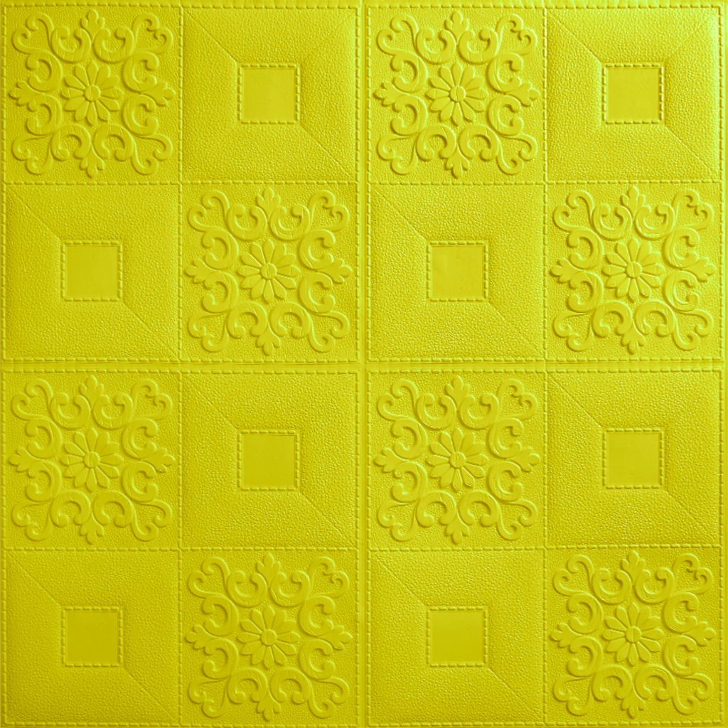 [BISA COD] Wallpaper Dinding Stiker Wallfoam 3D Sticker Dekorasi Kamar Rumah Murah Motif Batik-Kuning