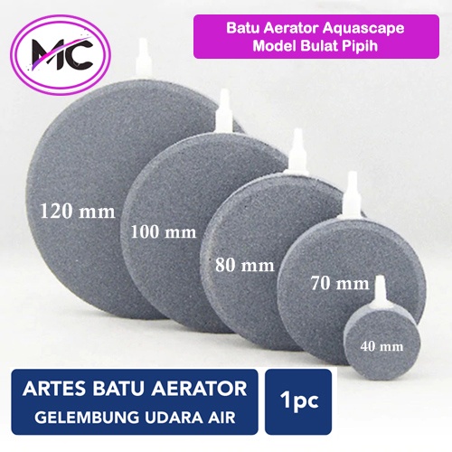 Batu Aerator Aquarium Model Bulat Pipih Besar Kecil Airator Stone Akuarium Aksesoris Aquascape Gelembung Udara Airpump