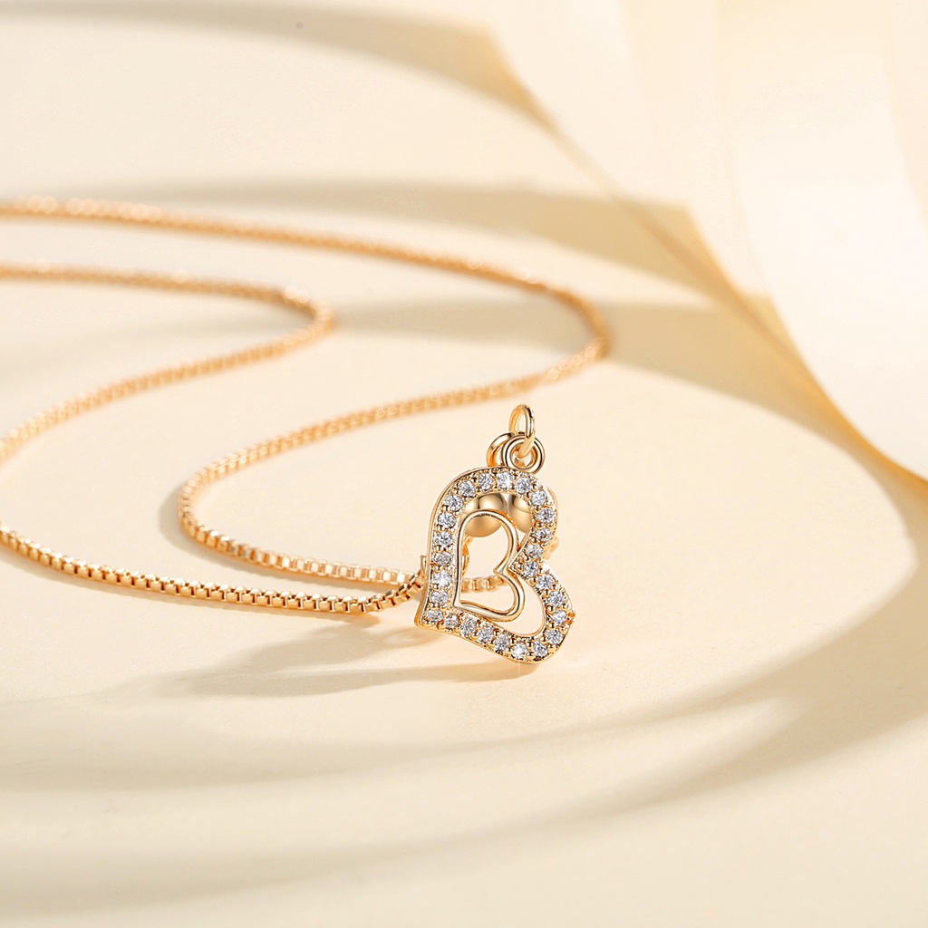 Y706 【Barang spot】Kalung Titanium Wanita Mewah Berbentuk Hati Kalung Anti Karat Rantai Klavikula Fashion Perhiasan
