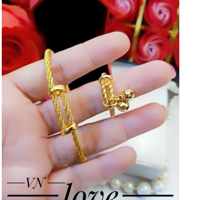 Xuping Set Gelang dan Cincin Lapis Emas 24K 09