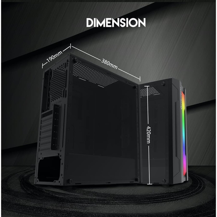 Fantech STRIKE CG72 Tempered Glass Casing Komputer PC Gaming Case RGB