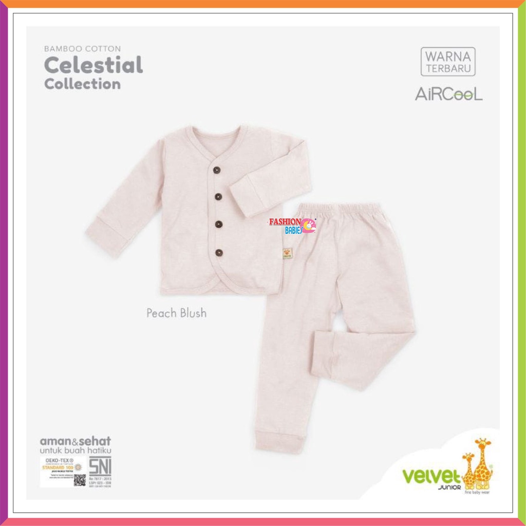 VELVET JUNIOR BAMBOO COTTON CELESTIAL PANJANG | VELVET POLOS TERBARU | SETELAN PANJANG KANCING &amp; OBLONG