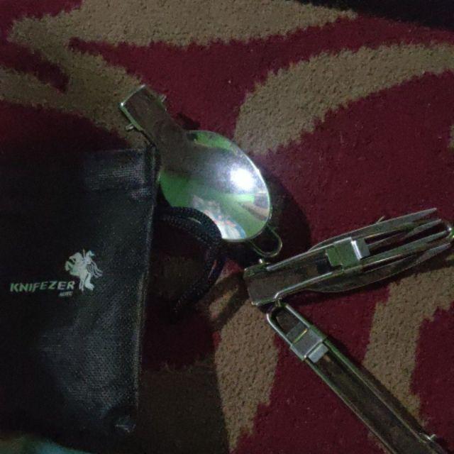Sendok Garpu Pisau Lipat Stainless Steel Darurat Outdoor Hiking Camping Murah Bandung