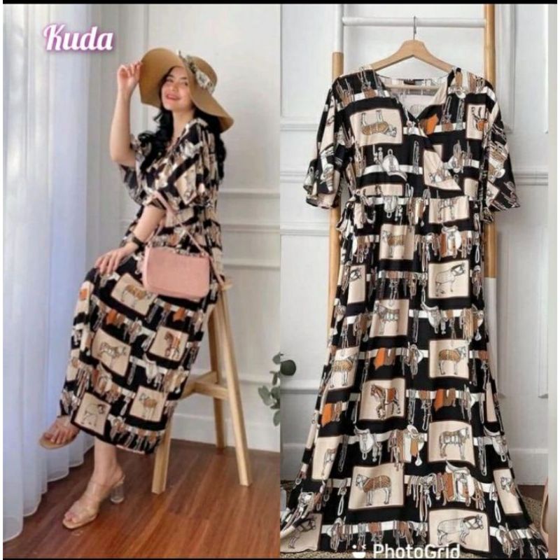 LONGDRESS KIMONO KAREEN DRESS VIRAL KEKINIAN (BAHAN RAYON)