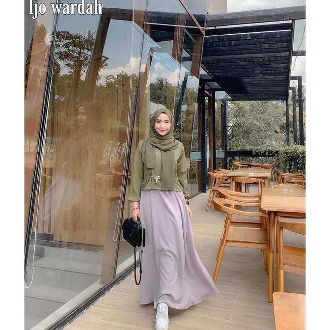 Parwaniawana_store Baju Muslimah Dress Wanita/ BINA DRESS / Dress TerMurah - Hijau Wardah