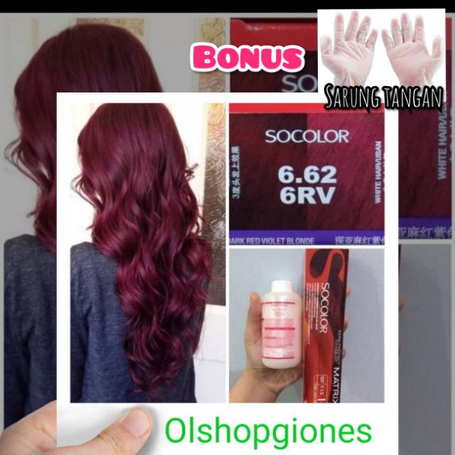 Matrix Socolor 6.62 Red Violet + oxydant campuran cat rambut Hair Color