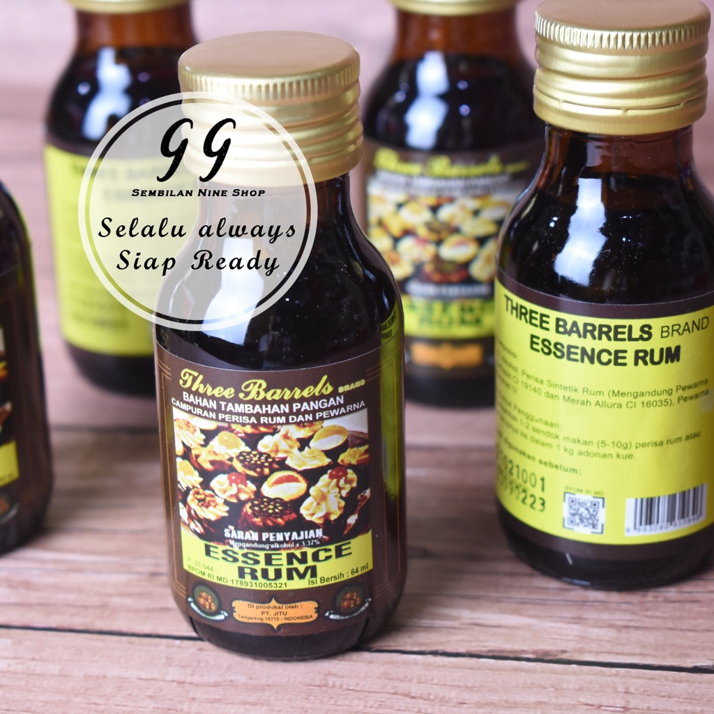 

Essence RUM THREE BARRELS 64 ML 3.37% ALKOHOL ALCOHOL Jamaica Rhum Jamaican Non Halal