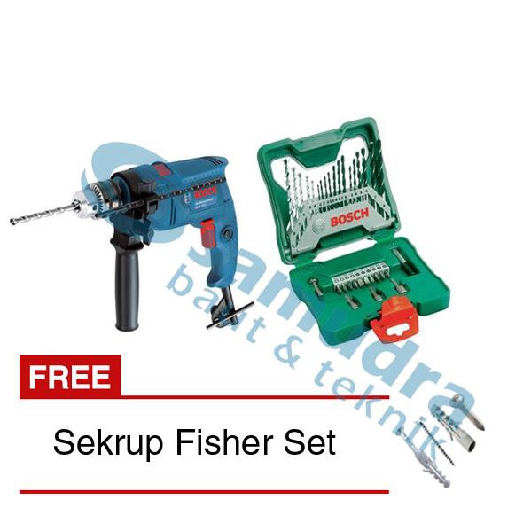 Paket Bor BOSCH GSB 550 dan BOSCH 33-piece X-Line set