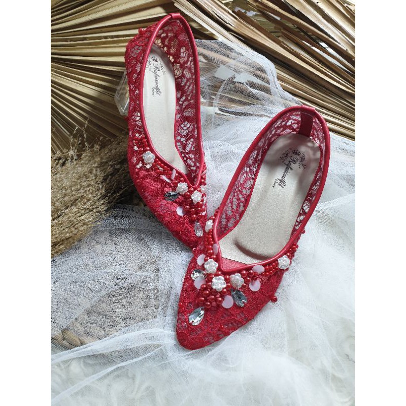 sepatu meruby merah sepatu wedding cantik bisa request warna tinggi 7cm