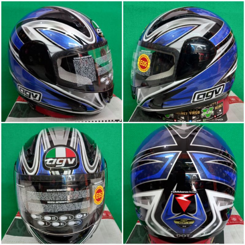 AGV HELM GP1 R07 BLACK BLUE SILVER | AGV LEGENDARIS ORIGINAL