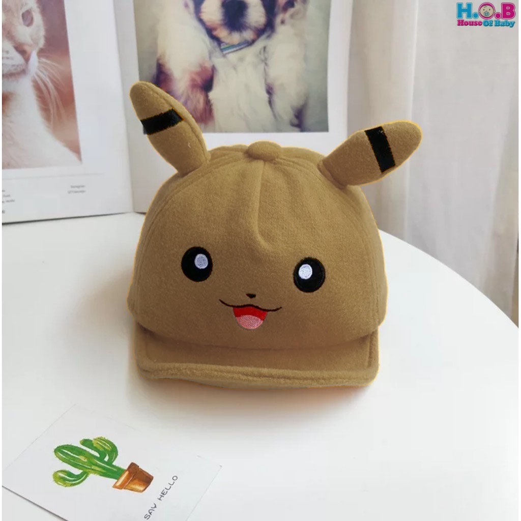 Topi anak pikachu lucu Topi pokemon anak Bordir Nama Custom-MILO