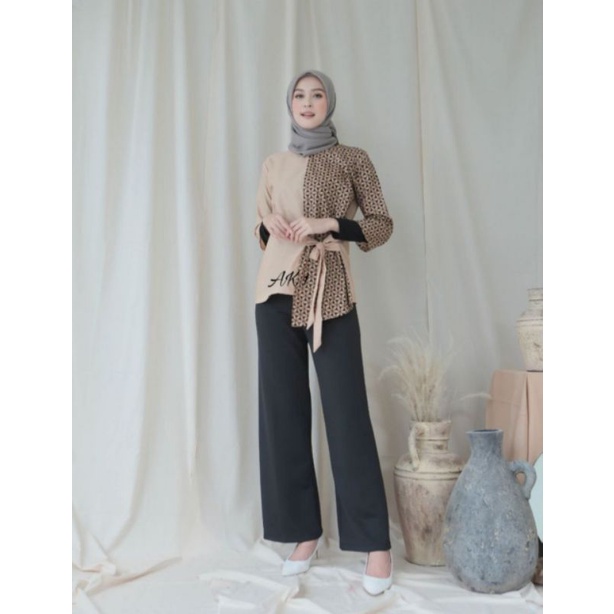 Batik wanita ASJ SA HRB026 Kenongo Kemeja Tosca Pendek-AHY perca moca