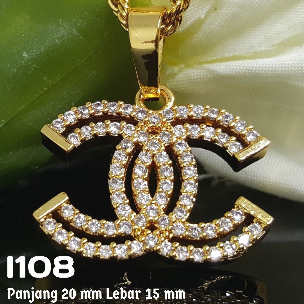 I108 Liontin Chanel Mewah Permata Zirconia Perhiasan Xuping Lapis Emas
