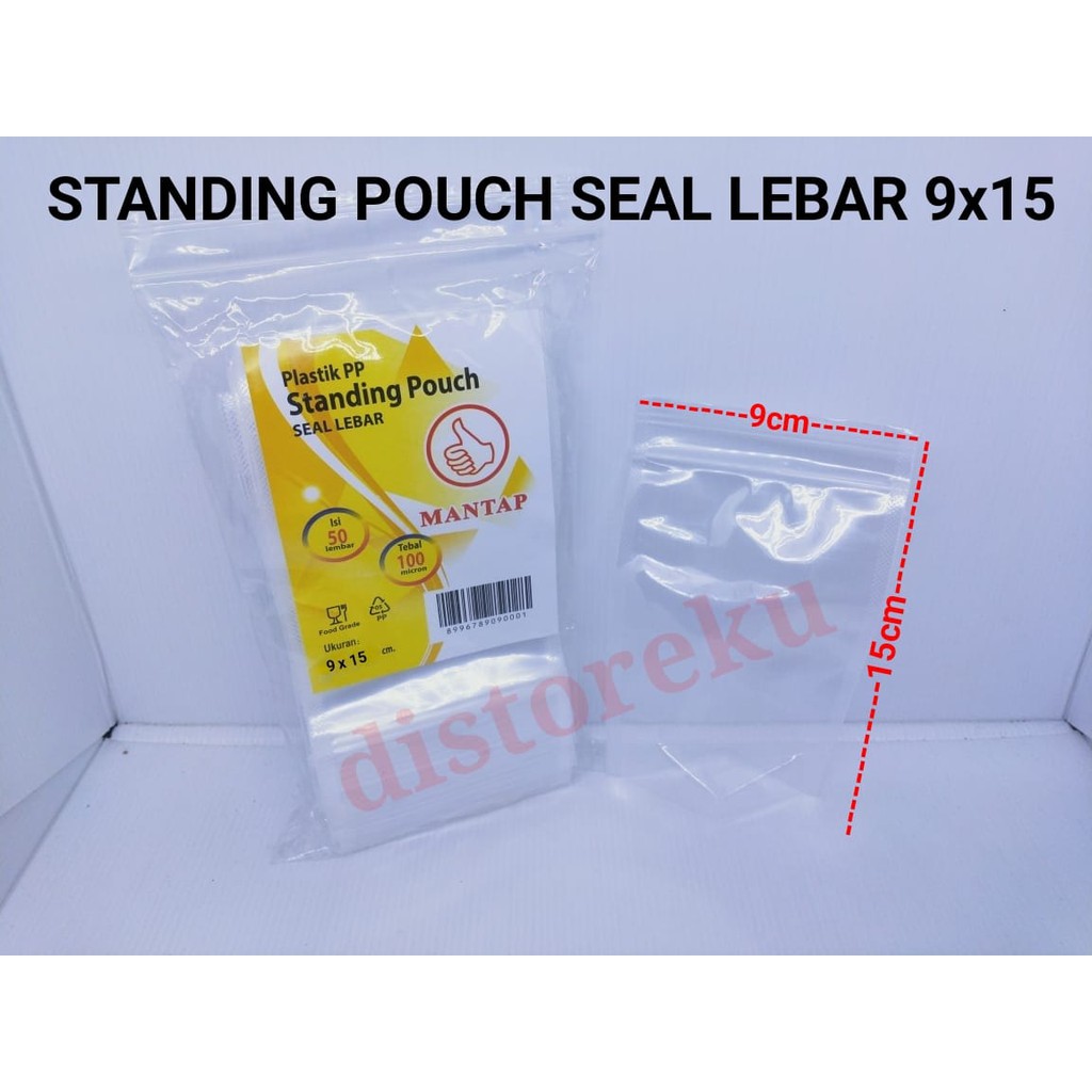 isi 50PCS PP STANDING POUCH MANTAP 9x15 SEAL LEBAR PP KLIP BENING BERDIRI