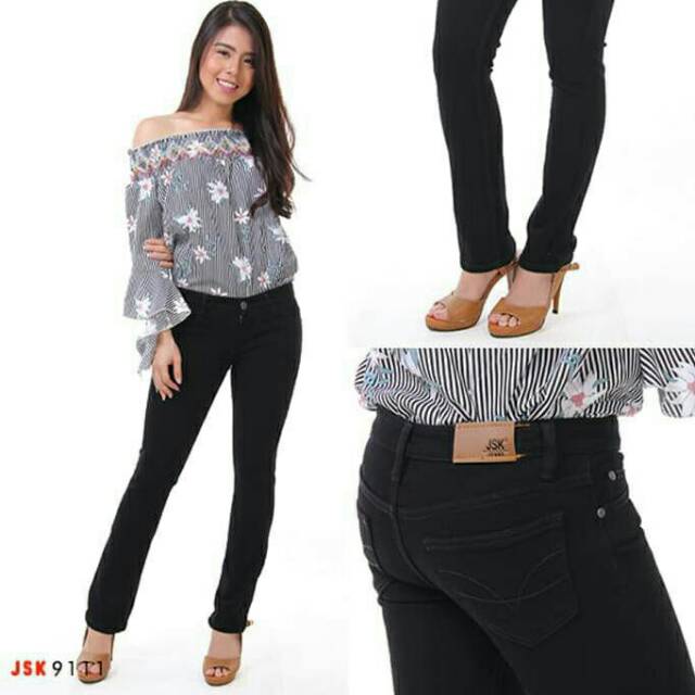 Celana Panjang Cutbray Jeans Wanita By JSK Celana Jeans Trendy Cewek Denim/Gaul/Celana Hitam Biru