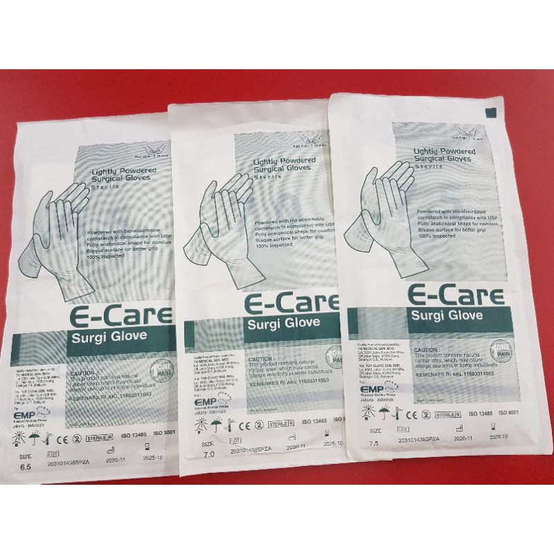 E-CARE POWDER DAN FREE POWDER SURGICAL GLOVES