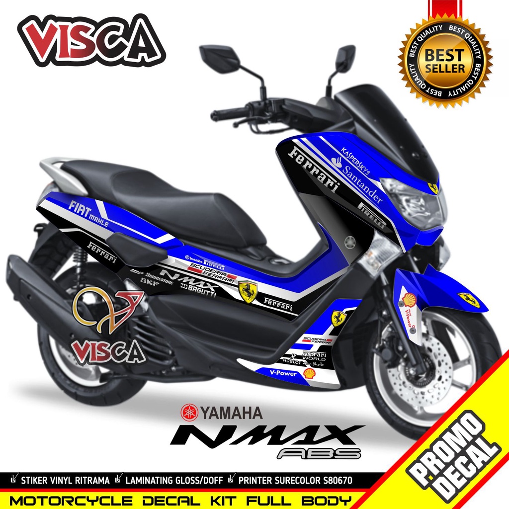 Decal Nmax Old Full Body Stiker Nmax Old Striping Nmax Old Sticker Nmax old Full Blok motif ferrari