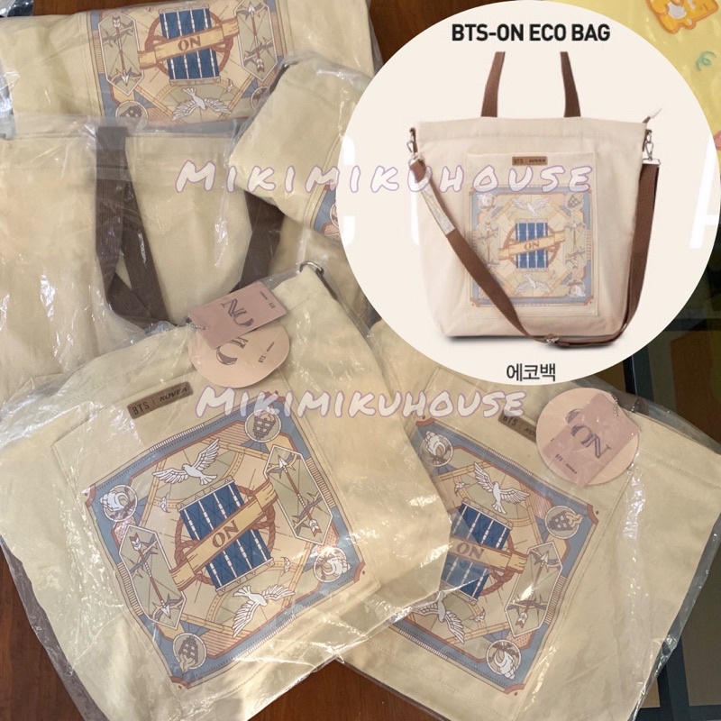 BTS ON ECO BAG SHOULDER TOTE BAG CROSS TAS BTS BT21 ORIGINAL OFFICIAL