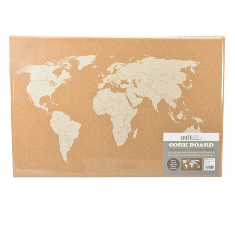 

Cork Board papan buletin Peta Dunia 40 x 60 x 2 cm