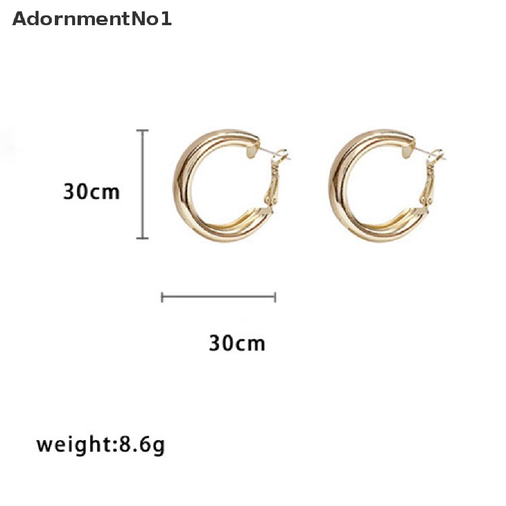 (AdornmentNo1) 1 Pasang Anting Bulat Warna Silver / Gold Untuk Wanita