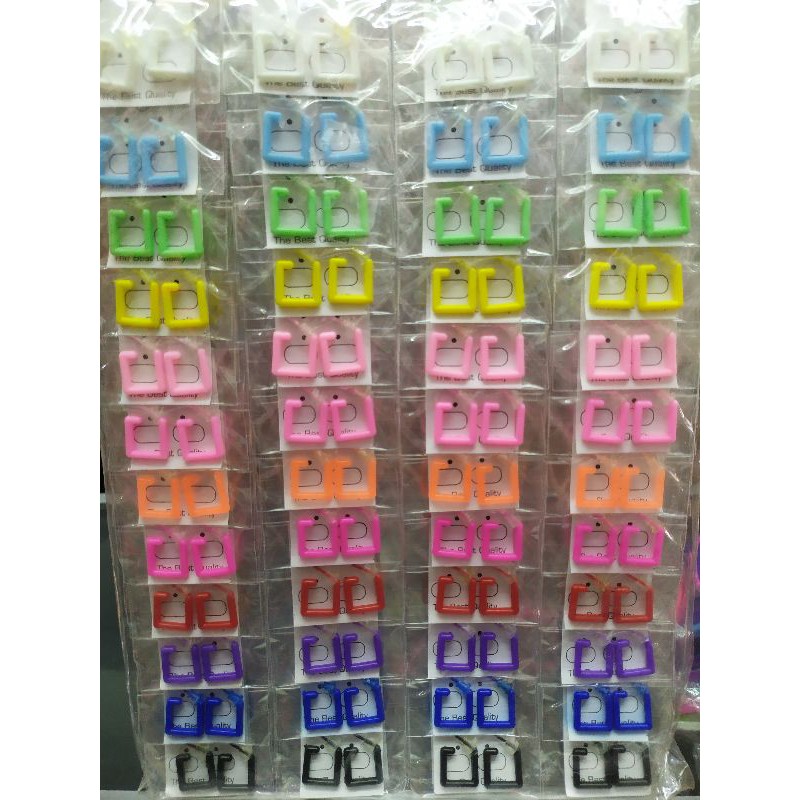(12pcs) anting plastik / anting segi / anting korea