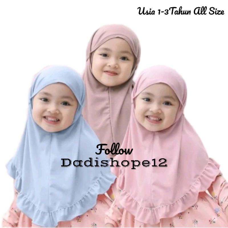 Jilbab Bergo MONALISA Usia 1-3 TAHUN Kerudung Anak Bayi Perempuan Lucu Murah Grosir Hijab Instant Te