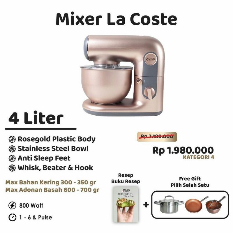 Stand Mixer Signora La Coste 4L Standing Mixer Duduk