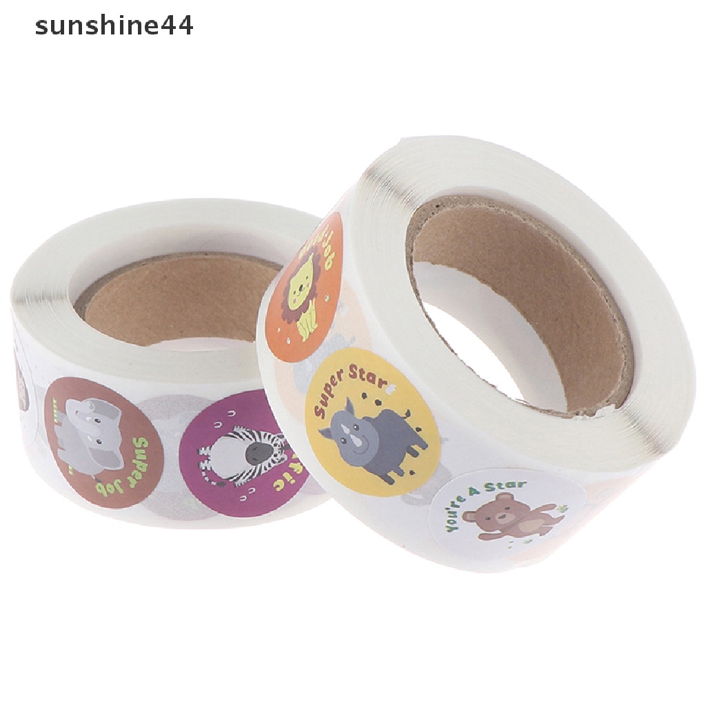 Sunshine 500pcs / roll Stiker Kertas Gambar Kartun Hewan Lucu Untuk Scrapbook / Jurnal